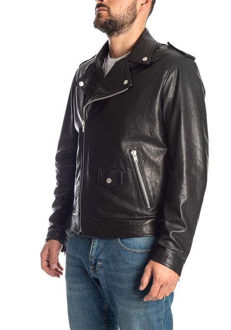 Black washed leather biker PK BY PASKAL | 752NAPPA NAT-NERO